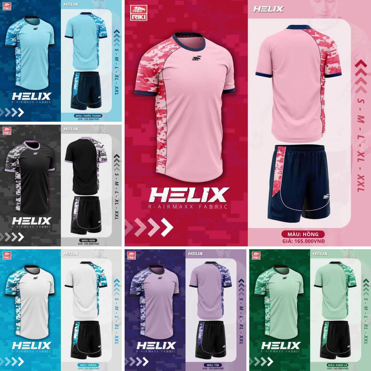 Bộ quần áo bóng đá Riki Helix màu Đen